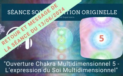 Retour et message reçu lors de la séance SonoVibration Originelle : « Ouverture Chakra Multidimensionnel 5 – L’expression du Soi Multidimensionnel » du 13/06/2024