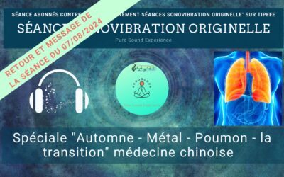 Retour et message reçu lors de la séance SonoVibration Originelle spéciale « Automne – Métal – Poumon – la transition » médecine chinoise du 7/8/2024